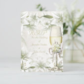 UAWG Elegant Wedding White Beige Green Champagne RSVP Karte (Stehend Vorderseite)