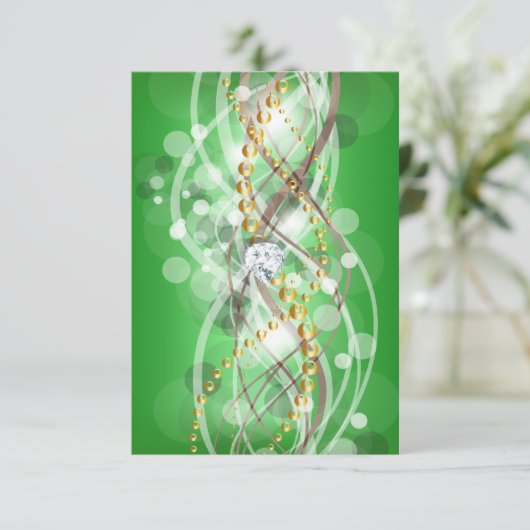 UAWG Elegante Lime Green Gold Diamond Jewel Party RSVP Karte (Stehend Vorderseite)