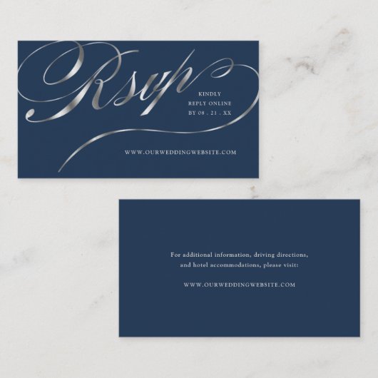 UAWG Elegante Silver Script Online-Hochzeitseinlag Platzkarte (Vorne/Hinten)