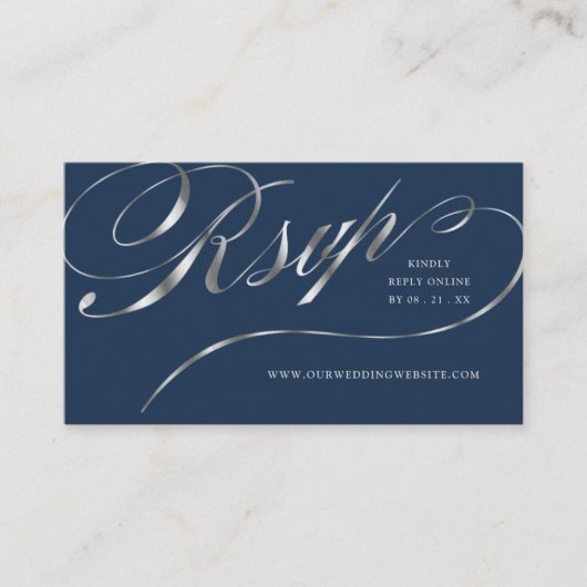 UAWG Elegante Silver Script Online-Hochzeitseinlag Platzkarte (Vorderseite)