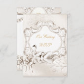 UAWG Elegante Wedding White Cream Swans Set RSVP Karte (Vorne/Hinten)