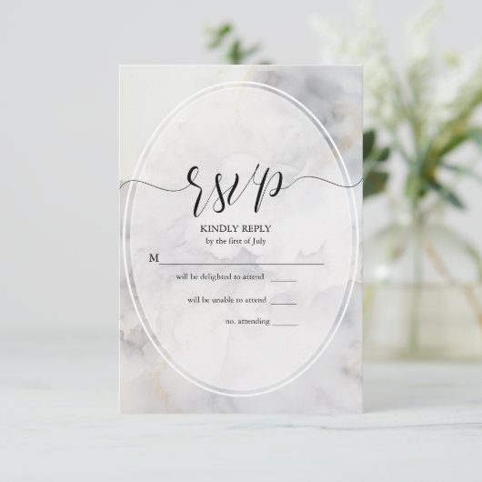 UAWG Elegante Wolken aus Grau und Blassgolden RSVP Karte (Stehend Vorderseite)