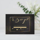 UAWG | Eleganter Schwarz-Gold-Glitzer RSVP Karte (Stehend Vorderseite)