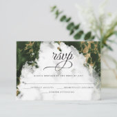 UAWG | Emerald Green Watercolor BarefootBride™ RSVP Karte (Stehend Vorderseite)