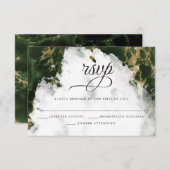 UAWG | Emerald Green Watercolor BarefootBride™ RSVP Karte (Vorne/Hinten)