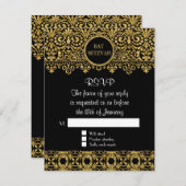 UAWG English Manor Black Gold Jugendstil RSVP Karte (Vorne/Hinten)