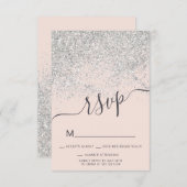 uAwg errötet Rosa, silber Glitzer Süß 16 Einladung (Vorne/Hinten)