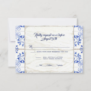 UAWG Farmhouse Farm Lapis Blue White Wood Rustic RSVP Karte
