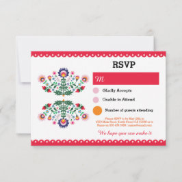 UAWG Fiesta Mexican Print Card Red Wedding Party RSVP Karte