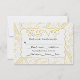 UAWG Floral Gold & White Blätter & Blume - Menü RSVP Karte
