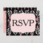 UAWG Floral Rosa Weiß und Schwarz Einladungspostkarte (Vorne/Hinten)