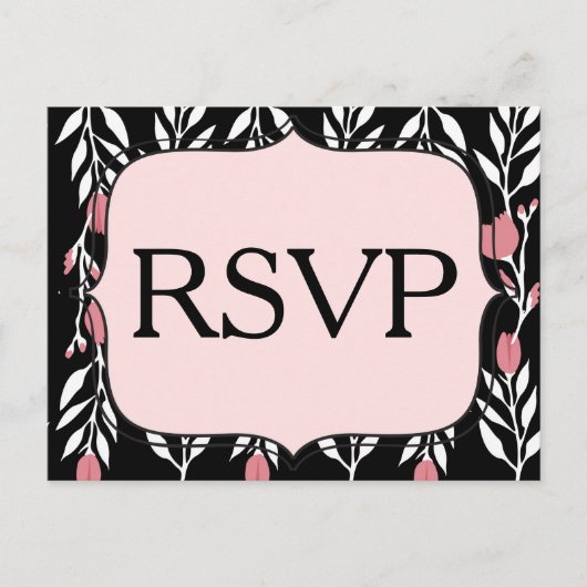 UAWG Floral Rosa Weiß und Schwarz Einladungspostkarte (Vorderseite)