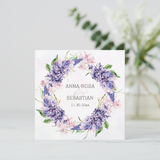 *~* UAWG Floral Wreath Boho QR AR12 Wedding Einladung (Stehend Vorderseite)