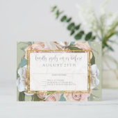 UAWG French Floral Wreath Blush Pink Roses RSVP Karte (Stehend Vorderseite)