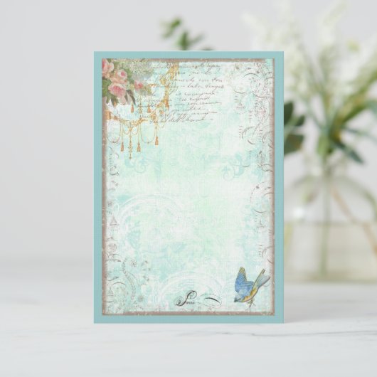 UAwg für Bluebird- und Rosenrosen oder Tischkarten RSVP Karte (Stehend Vorderseite)