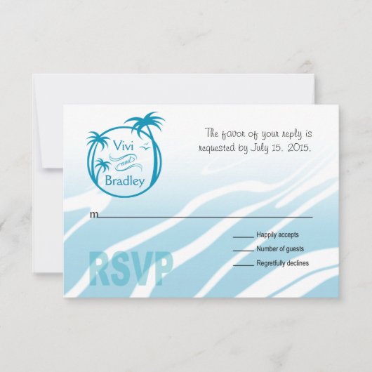 UAwg für das Surf-Palm-Logo | Blau RSVP Karte (Vorderseite)