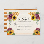 UAwg für die Sonnenblumen-Hochzeit im Herbst im He RSVP Karte (Vorne/Hinten)