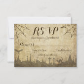 UAWG für eine Halloween-Hochzeit mit Web und Fried RSVP Karte (Vorderseite)