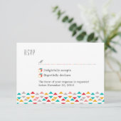 UAwg für farbenfrohe geometrische Dreiecksherzen RSVP Karte (Stehend Vorderseite)