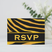 UAwg für Hochzeiten in Gold und Black Tiger RSVP Karte (Stehend Vorderseite)