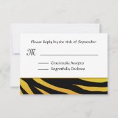 UAwg für Hochzeiten in Gold und Black Tiger RSVP Karte (Rückseite)