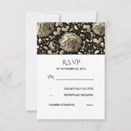 UAwg für Hochzeiten in Schwarz und Gold RSVP Karte