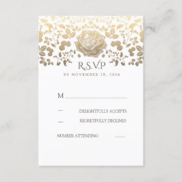 UAwg für Hochzeiten in Weiß und Gold RSVP Karte