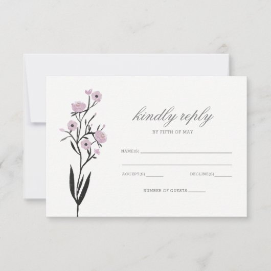 uAwg für Hochzeiten mit lila Wasserfarbe RSVP Karte (Vorderseite)