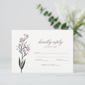 uAwg für Hochzeiten mit lila Wasserfarbe RSVP Karte (Stehend Vorderseite)