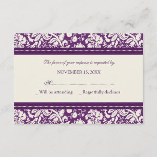 UAwg für Hochzeiten von Creme und PflaumenDamaske RSVP Karte