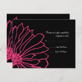 UAwg für Hochzeitsfeiern in Pink und Schwarz RSVP Karte (Vorne/Hinten)