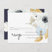 UAwg für Hochzeitsfeiern mit weißer Goldflora Einladungspostkarte (Vorne/Hinten)