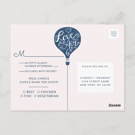 UAwg für Hochzeitsmahlzeiten in Handschrift der Li Postkarte (Rückseite)