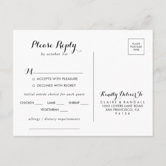 UAWG für Minimalistische Schwarz-Weiß-Menüs Postkarte (Rückseite)