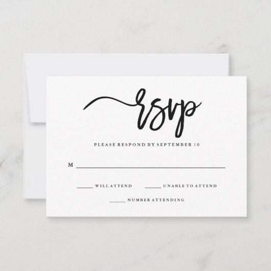 UAWG für Minimalistische Schwarz-Weiß-Typografie RSVP Karte (Vorderseite)