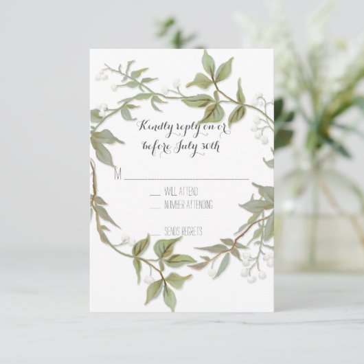 UAWG Garden Foliage Laurel Wreath Rustikale Hochze RSVP Karte (Stehend Vorderseite)