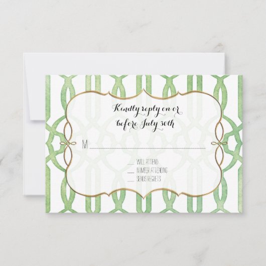 UAWG Garden Trellis Muster Grün Modernes Design RSVP Karte (Vorderseite)