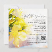 *~* UAWG Gelbes Aquarellfarben Blütenblatt AR15 QR Einladung (Rückseite)