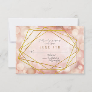 UAWG Geometric Polygon Bokeh Twinkling Lights Pink RSVP Karte