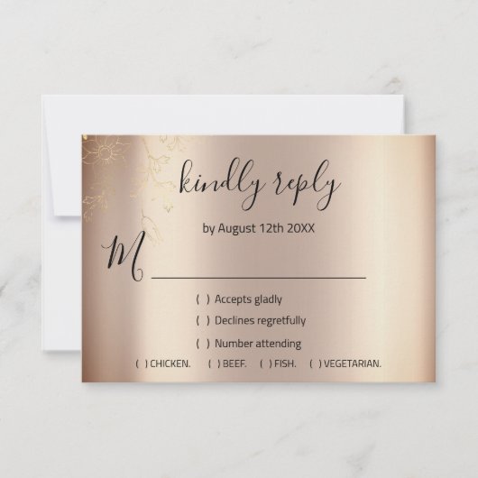 UAWG Glitzer Brautparty Rose Gold Floral RSVP Karte (Vorderseite)