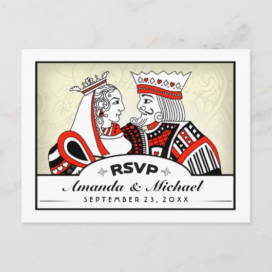 UAWG Glück in der Liebe King Queen Wedding PostCar Einladungspostkarte (Vorderseite)