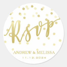 UAWG Gold Brush Script & Confetti Wedding Sticker