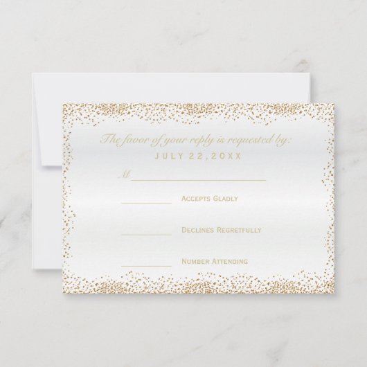 UAWG Gold Confetti und White Satin RSVP Karte (Vorderseite)