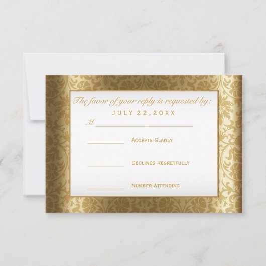 UAWG Gold Damask und White RSVP Karte (Vorderseite)