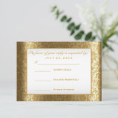 UAWG Gold Damask und White RSVP Karte (Stehend Vorderseite)
