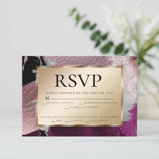 UAwg | Gold-Metallic-Cassis-Textur in Einladung (Stehend Vorderseite)