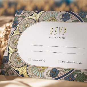 UAWG Gold Navy Blue Reputation Vintag Art Nouveau Folien Feiertagspostkarte