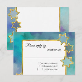 UAWG Gold Star Abstract Design Blue Einladung