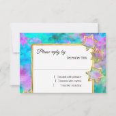 UAWG Gold Star Abstrakt Blue Green Pink Einladung (Vorderseite)