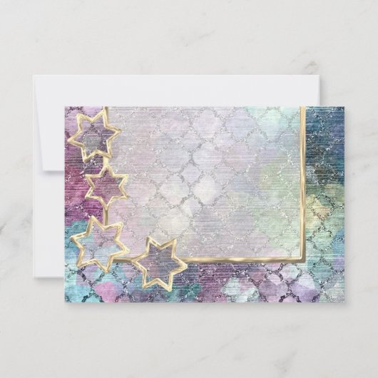 UAWG Gold Star Abstraktes Lila Grün Einladung (Rückseite)